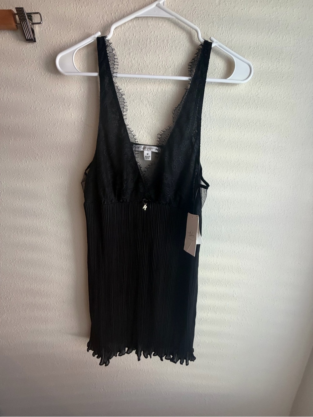 Elegant Black Lace-Trim Slip Chemise
